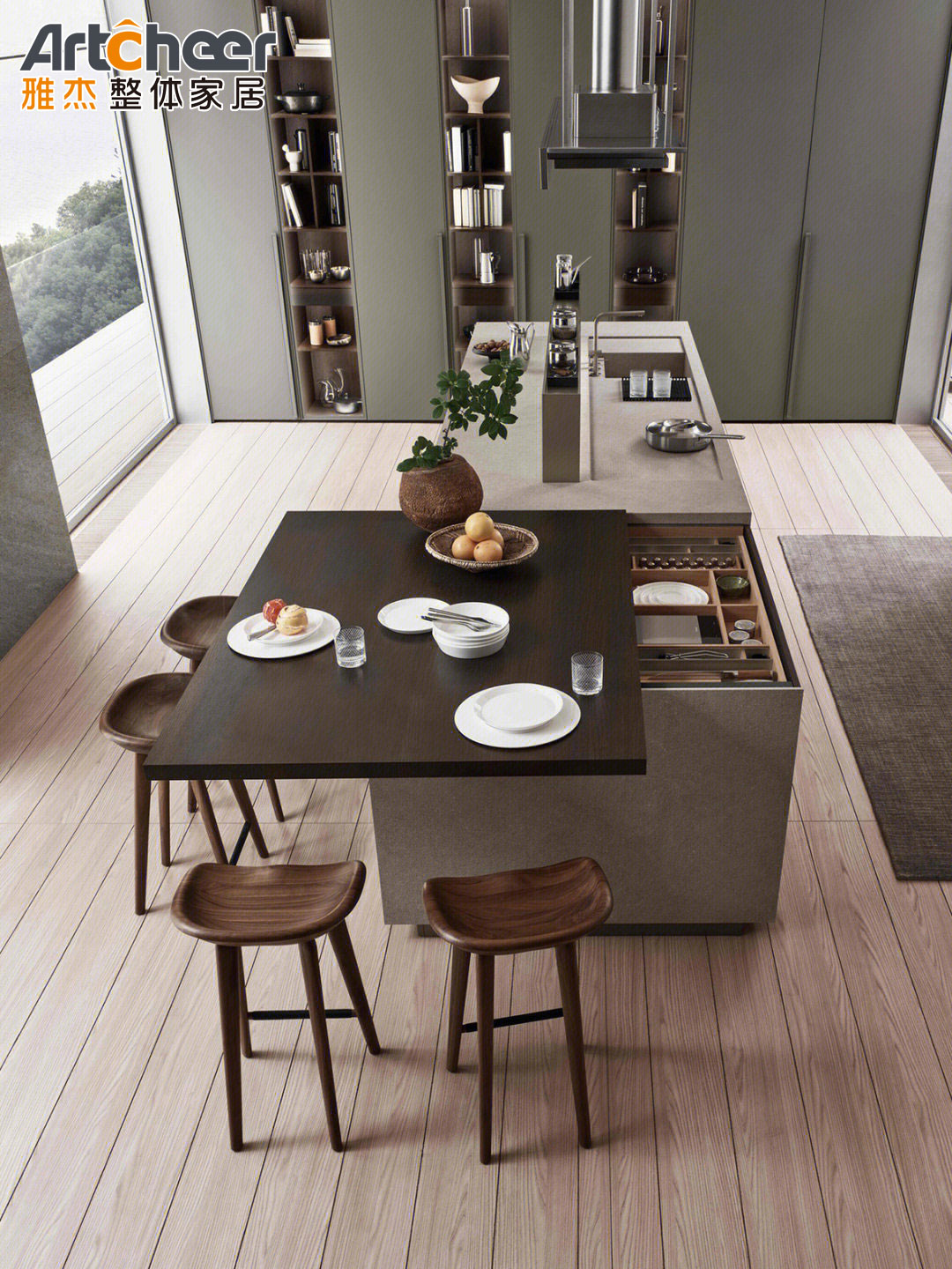 Upgrade Your Kitchen island cabinets with E0 Grade White Oak Material Blind Corner Pull Out Organizer