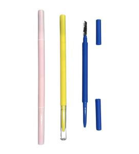 Quality Delicate Triangle Eyebrow Pencil 146mm 7mm ABS Double Head Eye Makeup Container With Brush wholesale