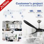 Modern Black Remote LED Ceiling Fan 230V Commercial For Living Room CE
