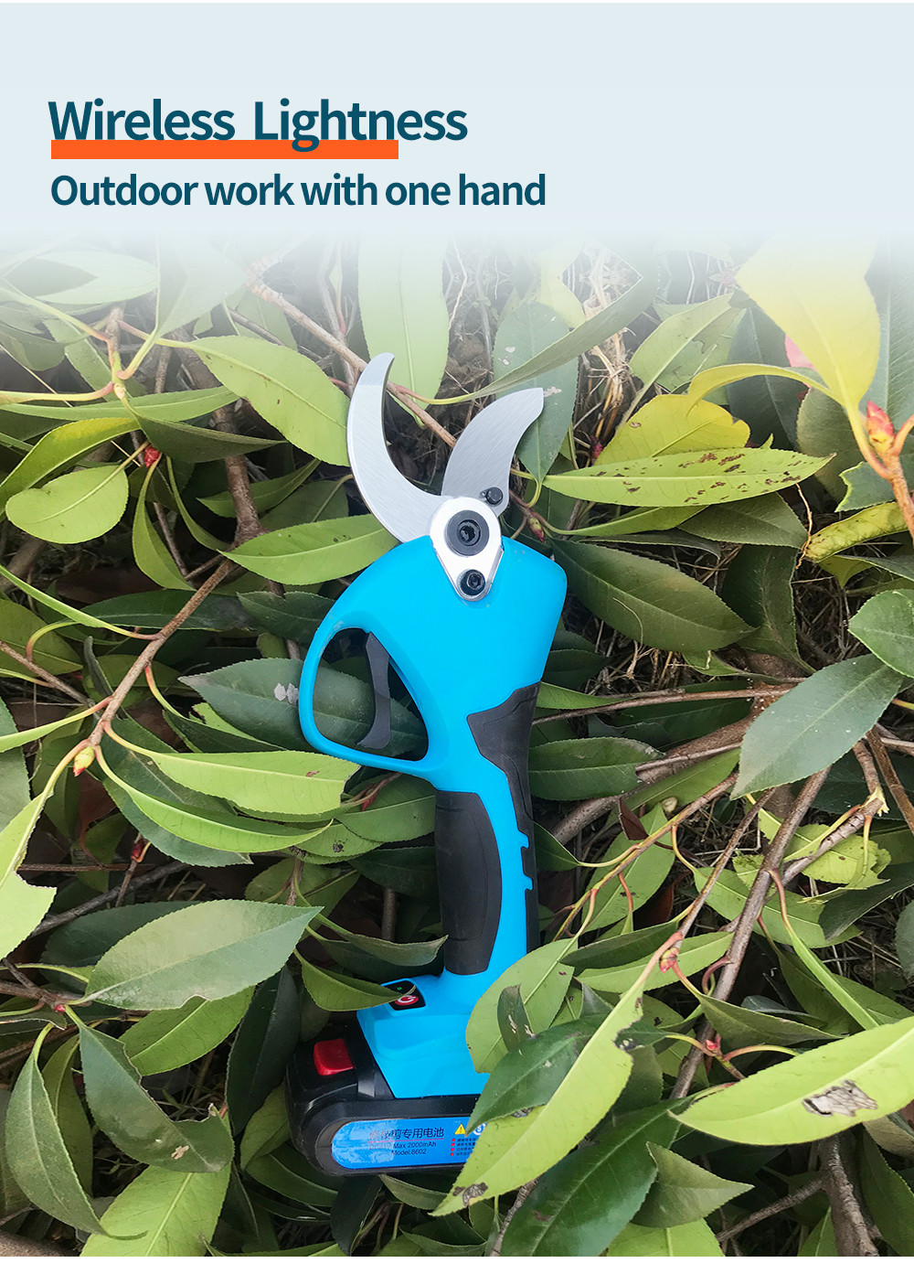 Swansoft New Type 4.0CM Cordless Electric Pruner Eletric Pruning Shears for Vineyard and Orchard with LED Screen Display