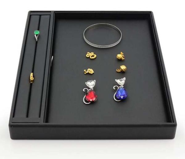 Velvet Material Jewelry Storage Trays Exhibition Showcase Trays For Ring /