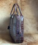Alligator Leather Key Lock Closure Businessmen Laptop Briefcase Genuine