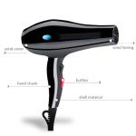 Professional Salon Far Infrared Hair Dryer , Black AC Motor Blow Dryer