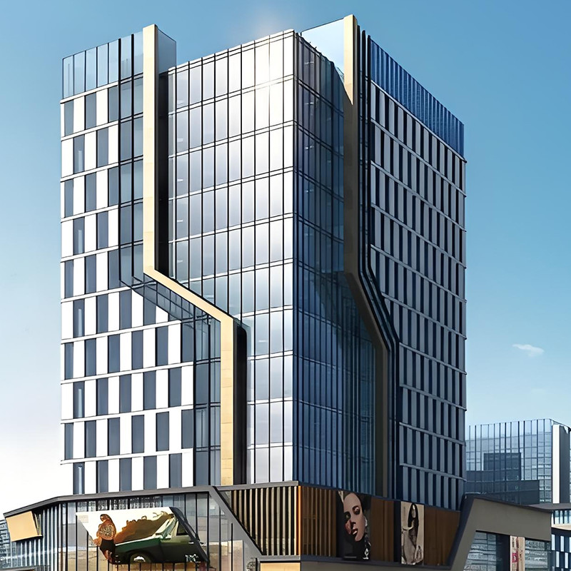 Powder Coating Unitized Curtain Wall Thermal Insulation Curtain Wall Window Wall
