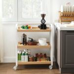 White Color Trolley Cart, Narrow Serving Cart, Kitchen Trolley Cart, Small
