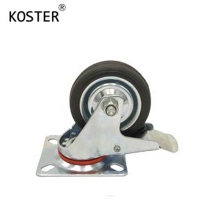 Quality Zinc Plated 3inch 4inch 5inch Black Rubber Rotating Wheel for Furniture Trolley Barrow wholesale