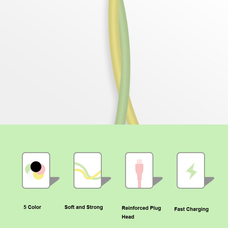 2.4A TPE File Transfer Cord Liquid Silicone Type C To Lightning
