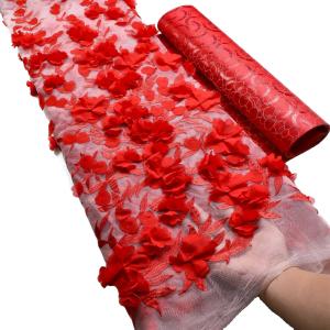 Quality Supoo African Lace Fabric Exquisitely Embroidered 3D Flowers French Lace for Wedding wholesale