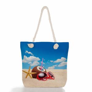 Quality Beach Shell Pineapple Print Thick Rope Large Capacity Beach Bag For Outside wholesale