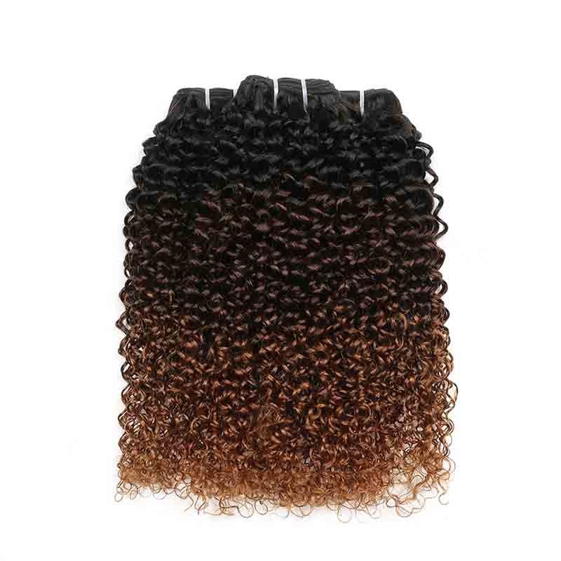 #T1B/4/30 Kinky Curly Remy Human Hair Bundles Sew In Weave Bundles Brazilian Bundle Deals
