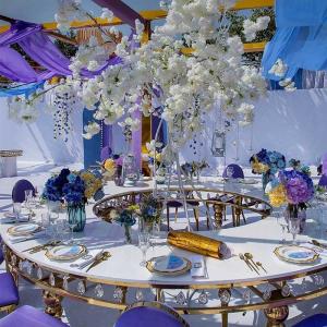 Quality Crystal Drops Large Banquet Table Luxury Half Moon Round Shape wholesale