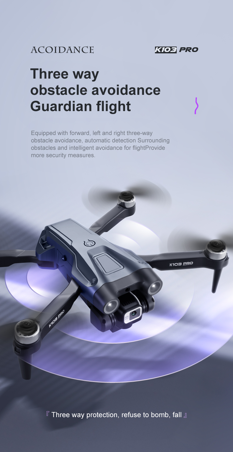 K103 Pro Aerial Drone 8k HD Camera GPS Obstacle Avoidance RC Helicopter FPV Wifi Professional Foldable Quadcopter Toy