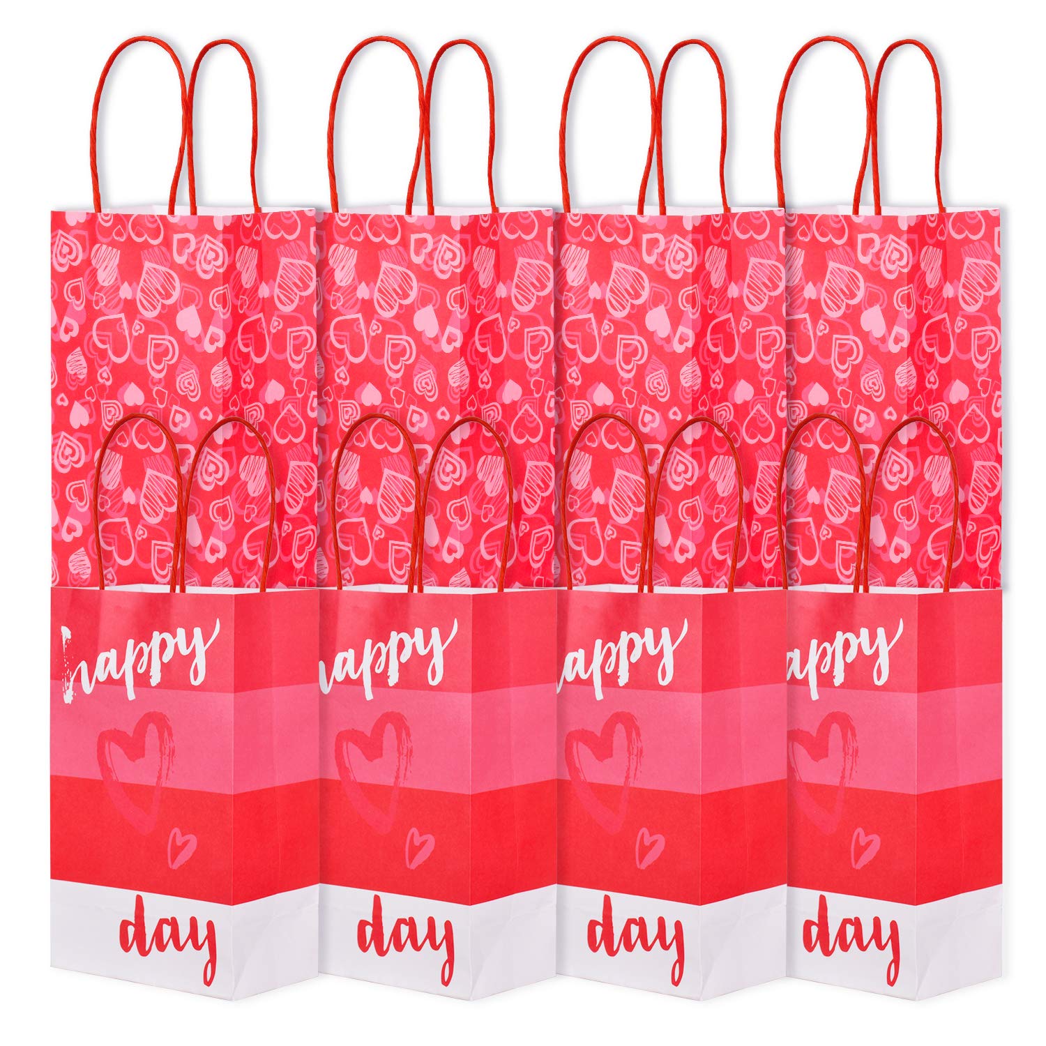 Custom Color Accepted Heavy Duty Valentine's Day Craft Gift Pink Kraft Bag Paper Bags