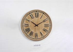 Quality ZY19039 12 Hours Carved Round Wooden Clocks Wall Art Clock wholesale