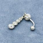 Long Sexy Belly Button Piercings Jewelry 14G 1.6mm Crystal Belly Bars
