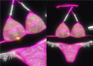 Quality World Miss Bodybuilding Bathing Suits Sparkle Rhinestones Fully Covered wholesale