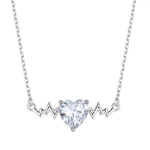 Quality YASVITTI 925 Sterling Silver Heartbeat Necklace Heart Shape 8A Cubic Zircon Women's Fine Jewelry for Gifts wholesale