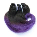 2017 New Style Short Curl Ombre Purple Brazilian Remy Hair Weft Hair Extension