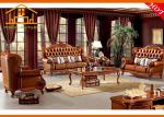 antique Chesterfield wooden leather sofa sets for living room
