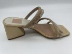 Python Print Ladies Soft Leather Sandals Lt Tan / Off White Cute Peep Toe