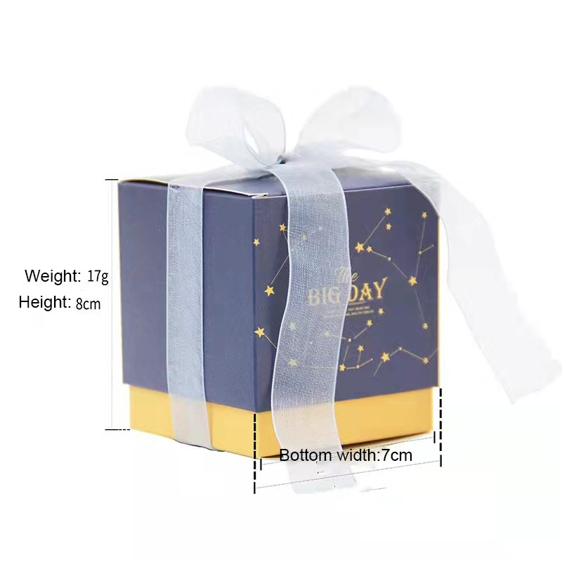 Art Paper 17g Sweet Wedding Favour Chocolate Boxes With Ribbon Handle