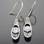 925 Sterling Silver 6mm Clear Cubic Zircon Dangle Earrings (YAQA001)