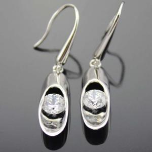 Quality 925 Sterling Silver 6mm Clear Cubic Zircon Dangle Earrings (YAQA001) wholesale