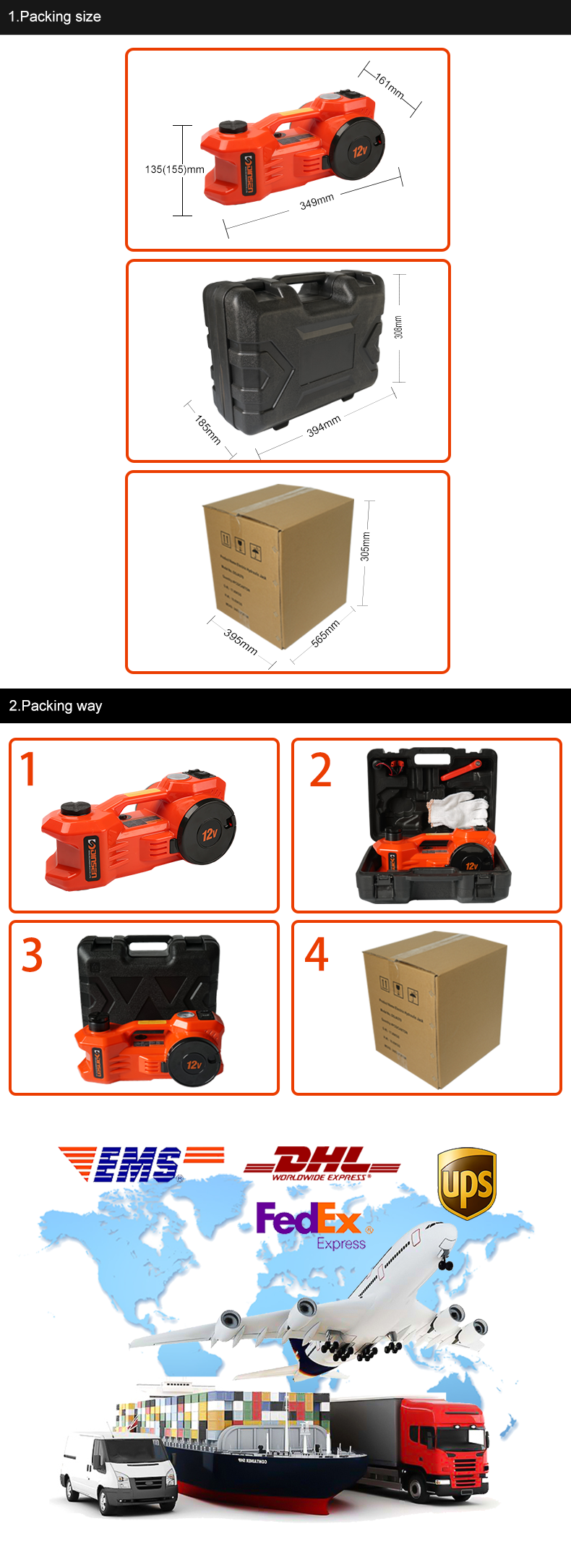 dinsen portable handle electric jack with tyre inflator pump