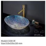 Above Counter Transparent Glass Basin Sink Round For Bathroom