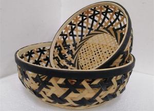 Quality Set Of 2 Food Storage Round Vintage Bamboo Basket wholesale