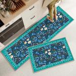 Plant Flower Printing Kitchen Floor Mats Non Slip 40*60mm Rectangle