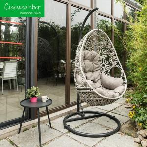 Quality Leisure Villa Chair Wood and Waterproof Fabric Outdoor Hanging Furniture wholesale