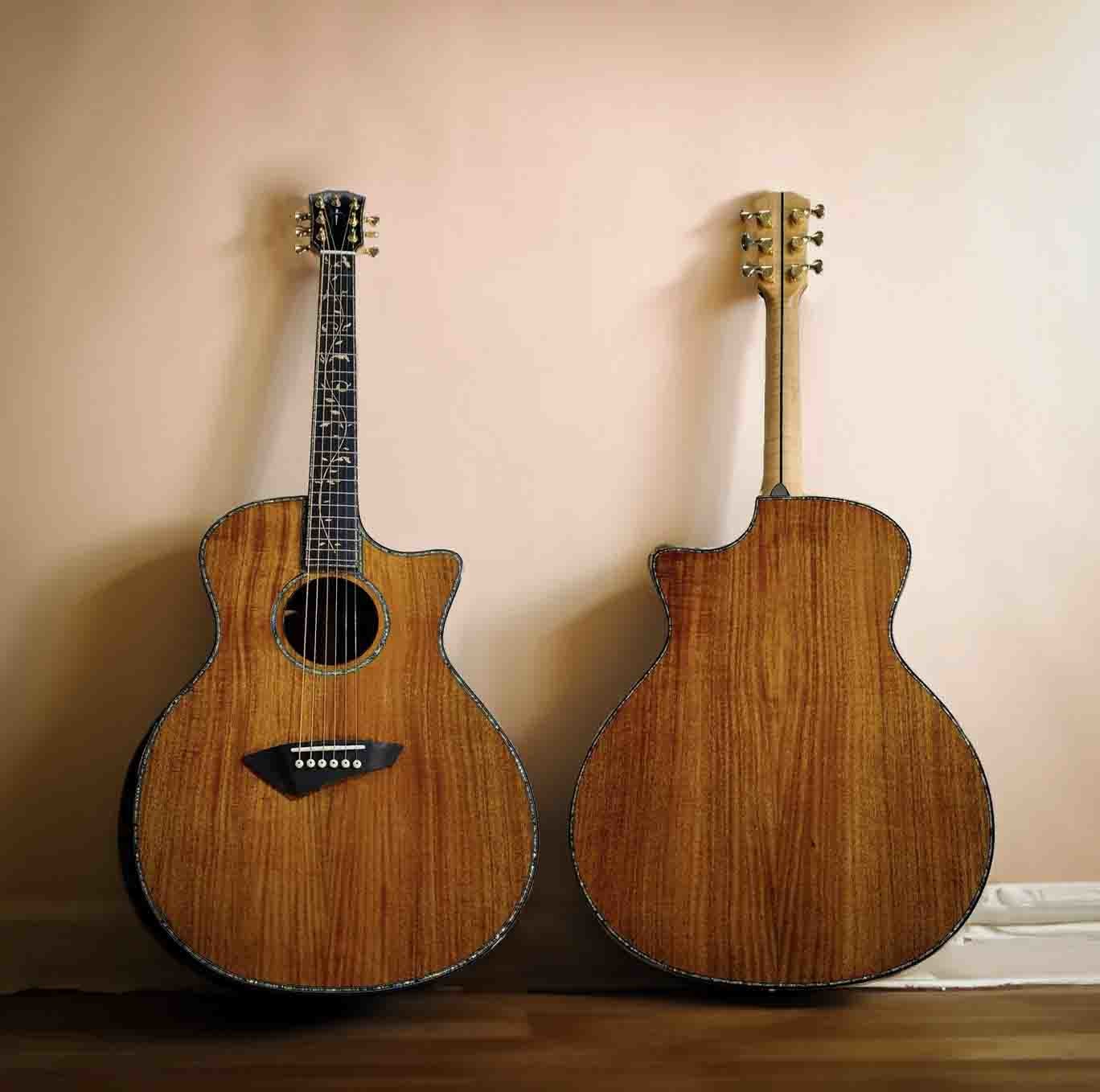 Custom GA 40" Natural Solid KOA AAAAA Abalone Binding Acoustic Guitar