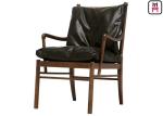 Arm Cozy Black Restaurant Sofa Chair Ash Wood With Removable Leather Seats
