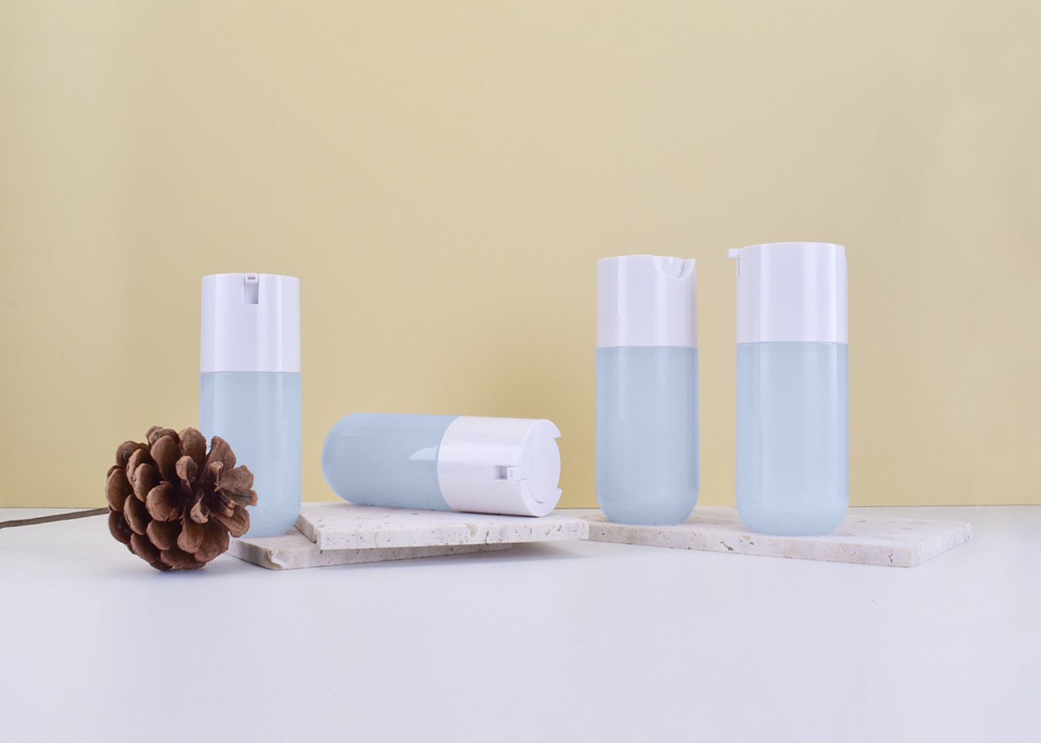 30ml 50ml mono plastic airless cosmetic bottle with dispensing pump as sustainable skincare packaging for whoelsale & cu