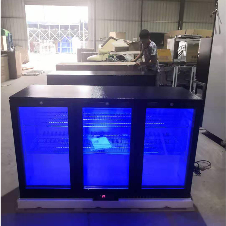 R134a 330L Undercounter Bar Fridge With 3 Doors Black Color