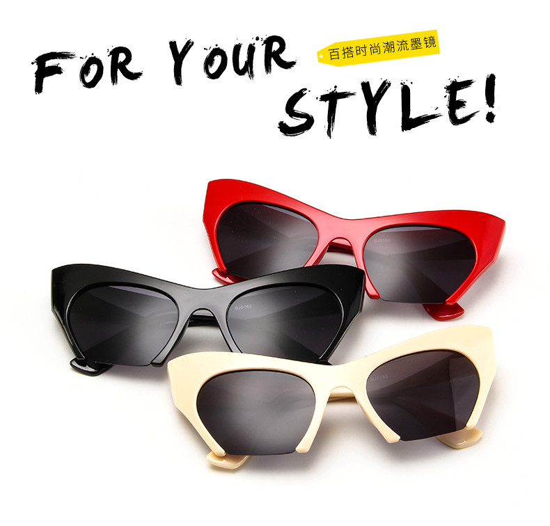 Trendy Fashion Half Frame Cat Eye Women Plastic Hot Sale Sunglasses BSCI