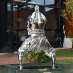 Modern Stainless Steel Statue Mirror Polished Cast China Warrior Statues