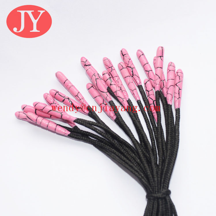 Black Rubber painting coating plastic aglet for pants string rope string head yeezy