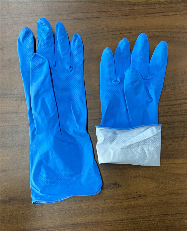 Blue M60g Natural Latex Kitchen Rubber Gloves Nonslip