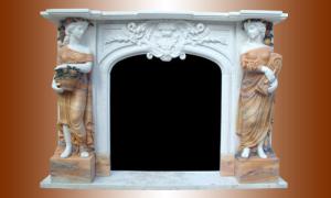 Quality Nature Marble Statue fireplace mantel,China stone carving fireplaces supplier, decorative fireplace mantel for indoor wholesale
