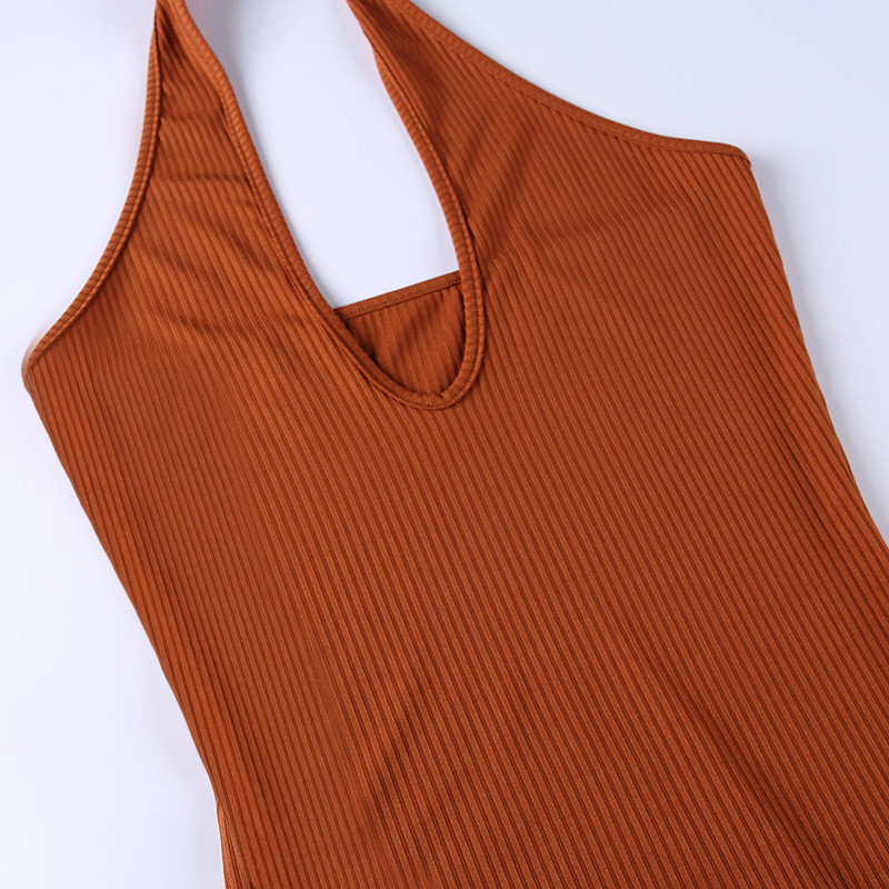 Summer Sleeveless Sexy Slim Cross Halter Neck Maxi Dress