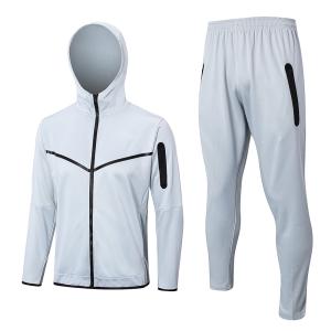 Quality Grey Football Training Tracksuit Long Drawstring Hooded wholesale