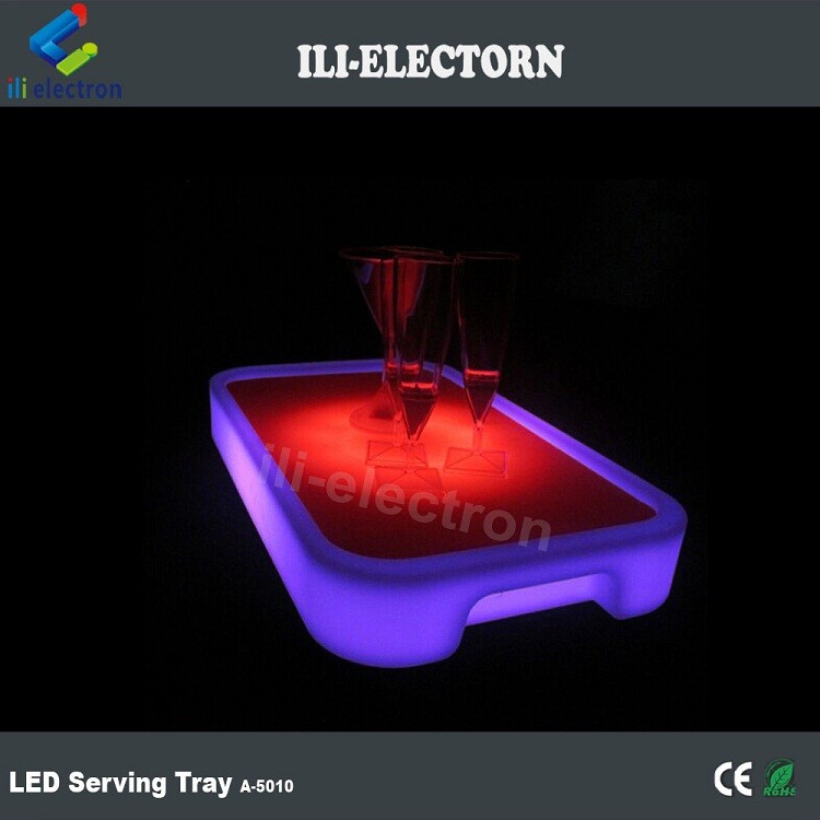 party club used wireless control color changing illuminated electric serving tray
