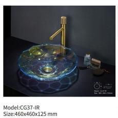 Quality Modern Home Bathroom Glass Counter Top Sink Round Glass Wash Hand Basin wholesale