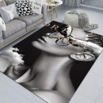 3D Portrait Living Room Area Rug Crystal Velvet Indian Style Carpet
