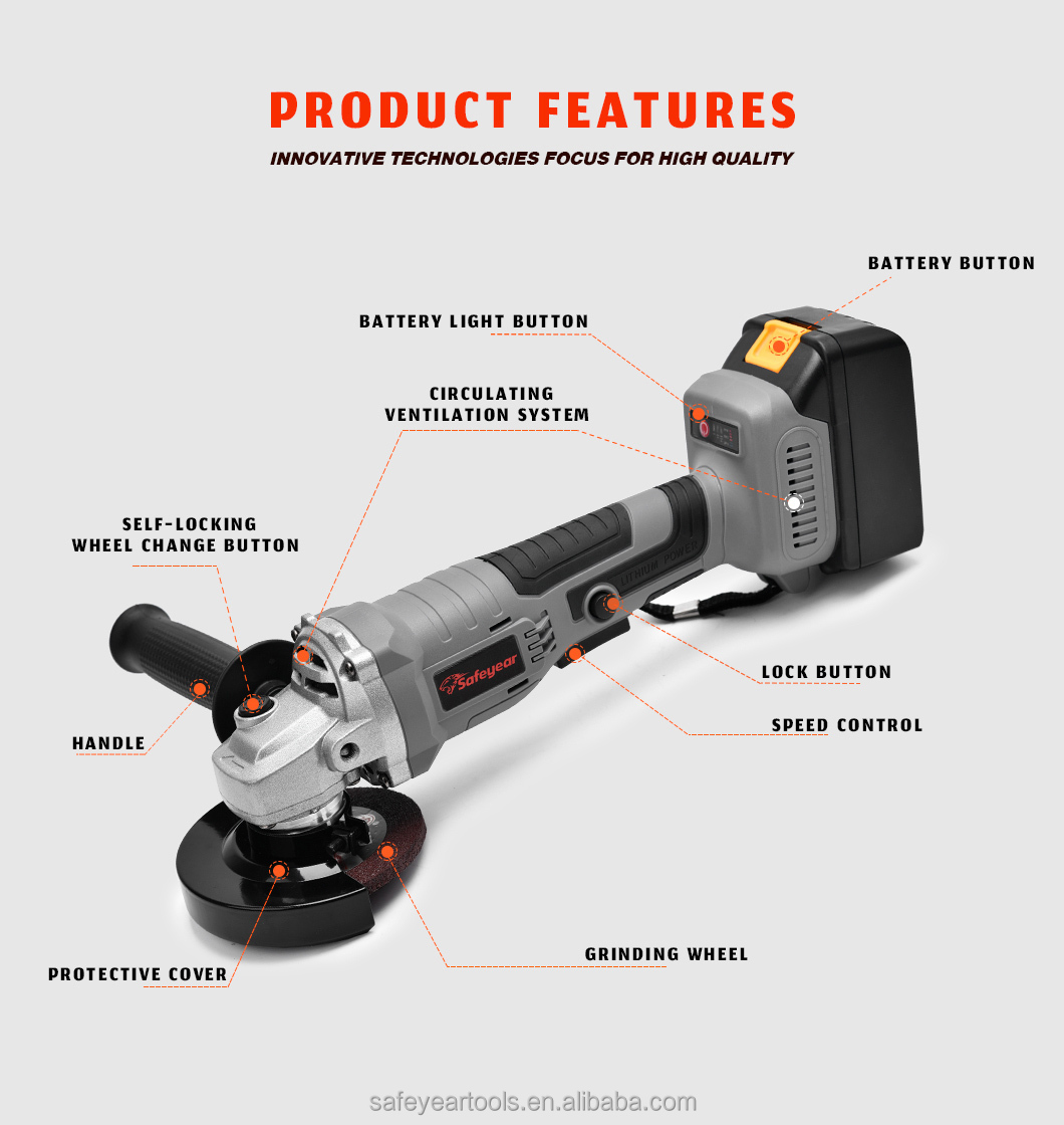 Brushless 21V Battery 4 Inch Grinder 4.0Ah Battery Operated Angle Grinder