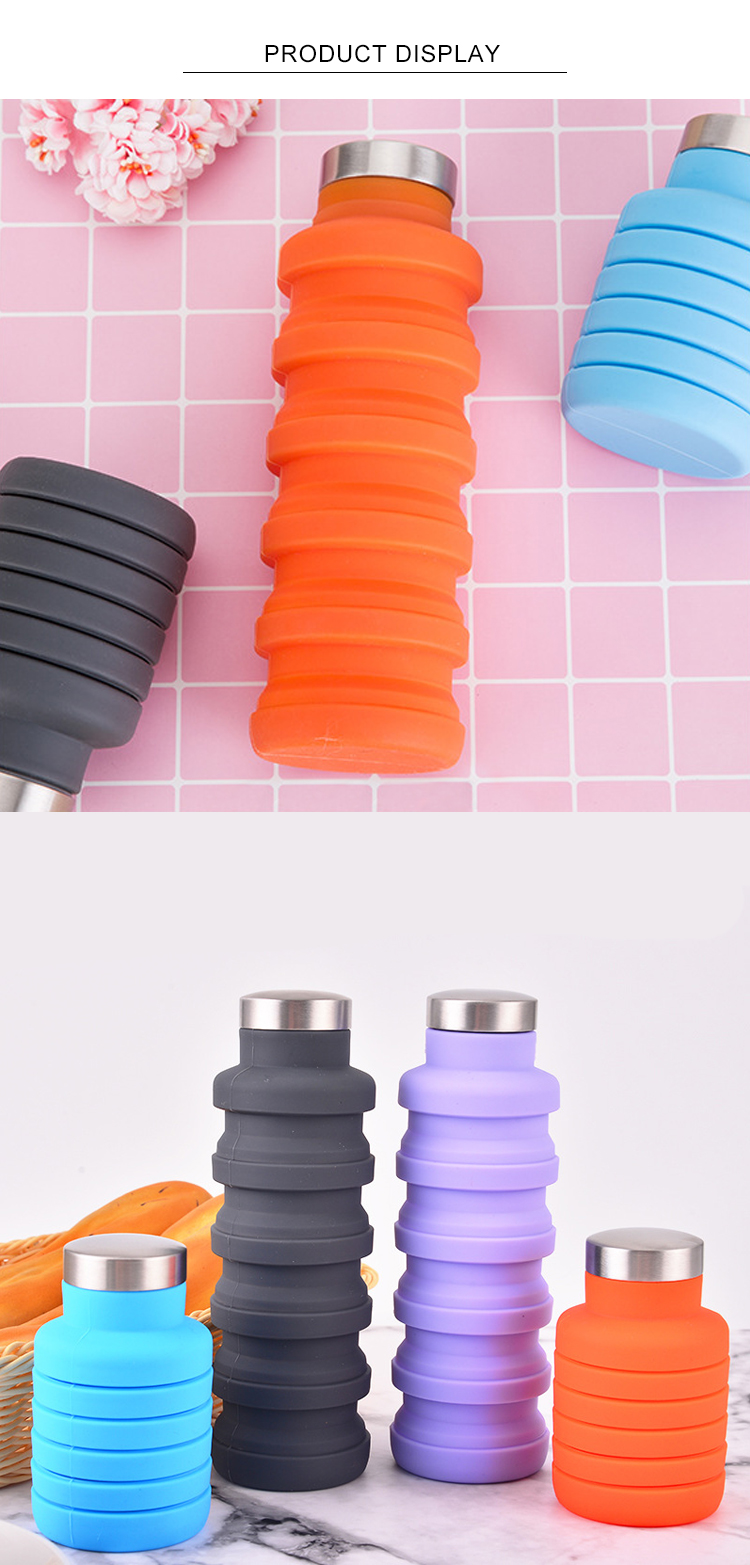 BPA Free Reusable Silicone Folding Water Bottle