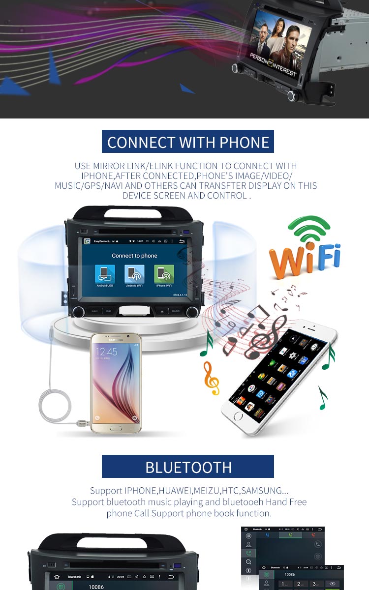KIA Sportage 8.0 Android Car DVD Player With GPS Stereo Radios Maps