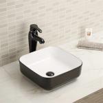 15.16" Square Countertop Bathroom Sink With Tap Hole Scratch Resistant Rugged